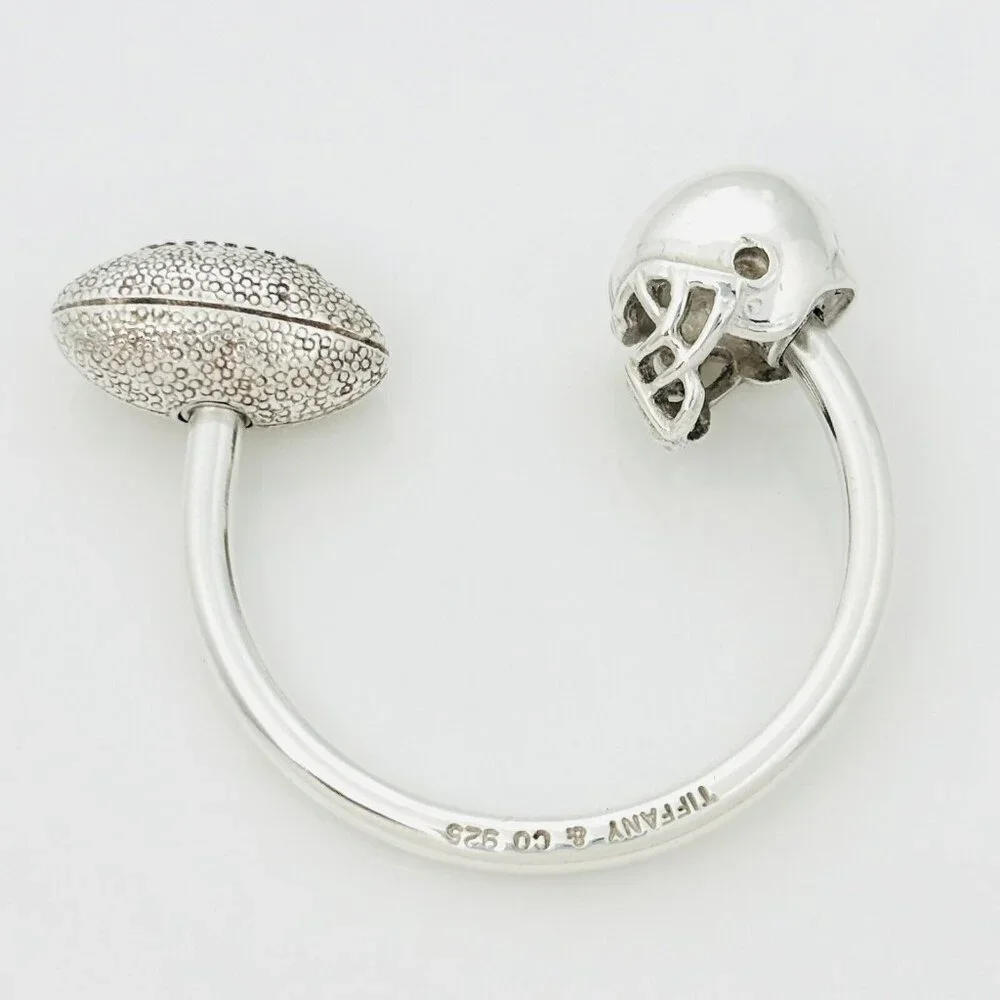 Tiffany Football Helmet Ball Key Ring Keychain in Sterling Silver